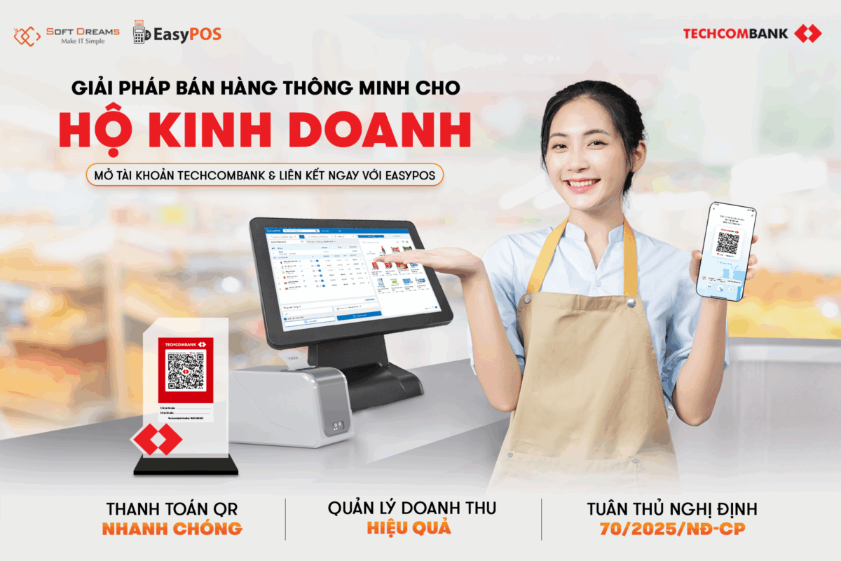 Softdreams tích hợp QR Techcombank – Giải pháp bán hàng thông minh cho hộ kinh doanh